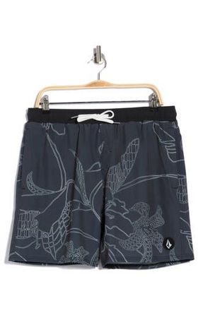 Volcom Manic Print Swim Trunks in Black at Nordstrom Rack, Size Xx-Large