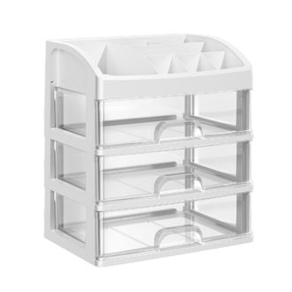 OEM Organizador De Escritorio De 3 Cajones, Almacenamiento De Pl&aacute;stico Transparente Para Oficina Y Maquillaje