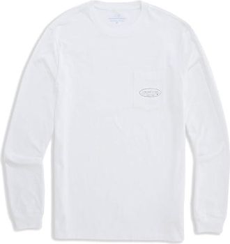 Vineyard Vines Drift-Dye Surf Logo Long Sleeve T-Shirts Mens T Shirt White Cap : 2XL, Cotton