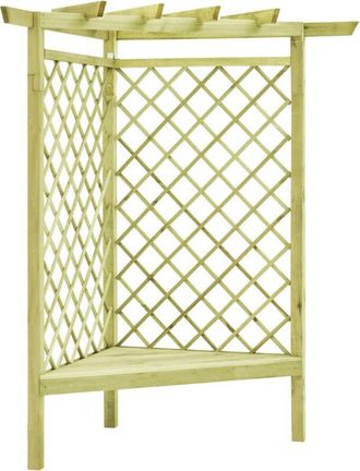 vidaXL P&eacute;rgola Esquina Y Asiento Madera Pino Impregnada 130x130x197 Cm Vidaxl