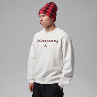 Nike Jordan Mens Jordan Brooklyn Fleece Crew-Neck Sweatshirt in White | IM9854-133