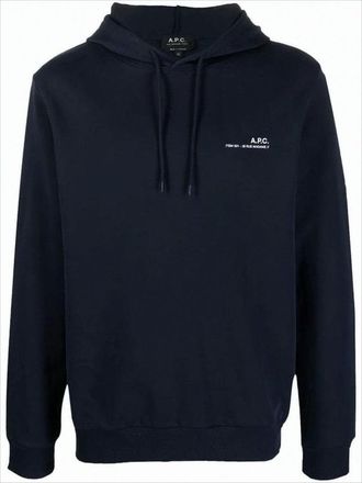 A.P.C. Classic Black Hoodie With Drawstring And Embroidered Logo