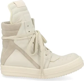 Rick Owens Geobasket High-Top Suede Panels Sneakers