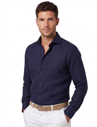 Cavallaro Overhemd Cavallaro navy Ferentino slim fit