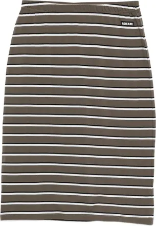 Rotate striped logo-patch midi fitted skirt - Green