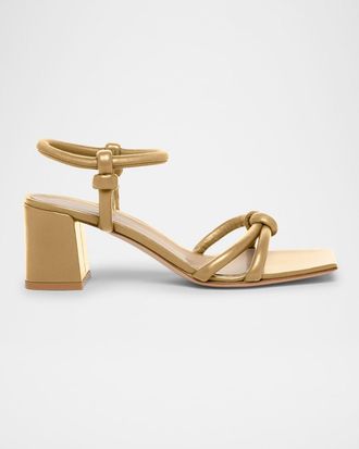 Gianvito Rossi Leather Knot Ankle-Strap Sandals
