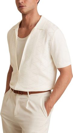 Reiss Tay Pointelle Zippered Top