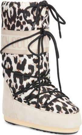 Moon Boot Icon Water Repellent Moon Boot in Light Leopard at Nordstrom Rack, Size 45/47