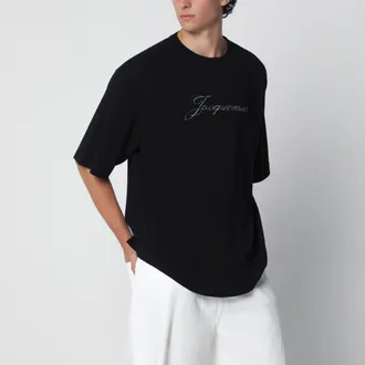 Jacquemus T-shirt con logo nera in misto cotone