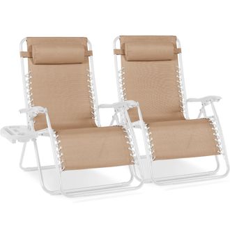 Best Choice Products Set of 2 Extra Wide Zero Gravity Lounge Chair Recliners w/ Cup Holder