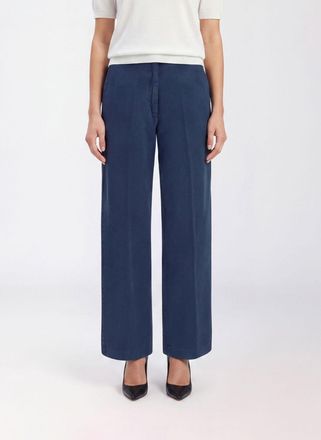 Forte_Forte Pantaloni wide leg in cotone a vita media