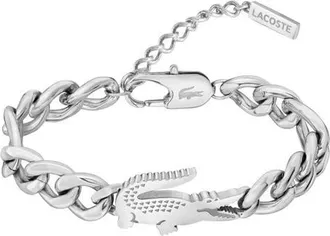 Lacoste Crocodile Chunky Chain Bracelet in Silver at Nordstrom