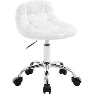 Woltu Silla Giratoria De Dise&ntilde;o Taburete De Oficina Regulable En Altura Con Ruedas De Chenilla Blanca - Woltu