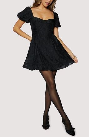 Lost + Wander Petal Veil Jacquard Minidress in Black at Nordstrom, Size X-Small
