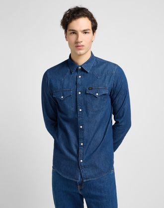 Lee Jeanshemd LEE REGULAR WESTERN, Herren, Gr. L, grau (mid stone), Denim/Jeans, Obermaterial: 100% Baumwolle, casual, regular fit, Langarm, Hemden Jeansh