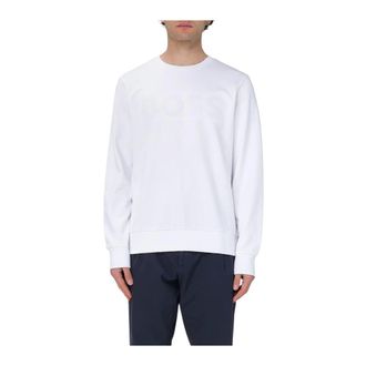 HUGO BOSS Sweatshirts, male, White, XL, Embroidered Logo Boss Sweatshirt White