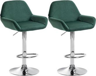 Clp Set de 2 Taburetes de cocina Braga en terciopelo Verde oscuro Metal cromado