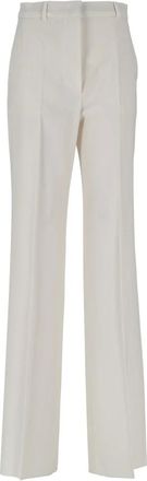 Max Mara Broeken, Dames, Wit, S, Wol, Satin Lana Comfort Broek in Zwart