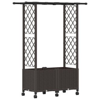 vidaXL Cama Elevada Con Trellis Y Techo Marr&oacute;n 124,5 X 40 X 142 Cm Pp Vidaxl