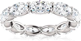 Pompeii3 4 Ct Oval Moissanite Eternity Ring 14k White Gold