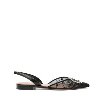 Malone Souliers Black Floral Embroidered Flat Shoes