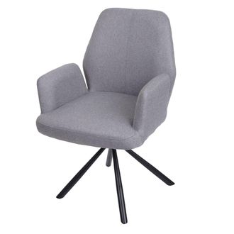 Hhg Nunca Usado] Silla De Comedor Hhg 938, Silla De Cocina Sill&oacute;n Silla, Giratoria Auto Posici&oacute;n Tela/textil Acero, Gris Claro