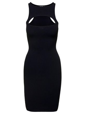 Dsquared2 Black Mini Sleeveless Ribbed Dress With Cut-Out Detail