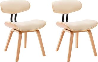 vidaXL Vidaxl - Sedie Da Pranzo 2 Pz Crema In Legno Piegato E Similpelle