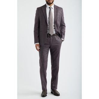 Jack Victor Midland Contemporary Fit Mauve Slub Woll Blend Suit at Nordstrom, Size 48Regular