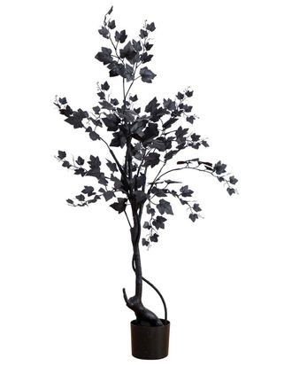 Nearly Natural 4Ft Halloween Black Maple Artificial Fall Tree