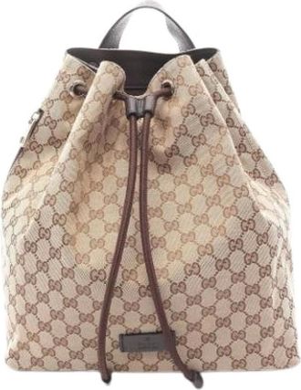 Gucci Pre-owned Backpacks, female, Beige, Size: ONE SIZE Pre-owned Canvas Backpack