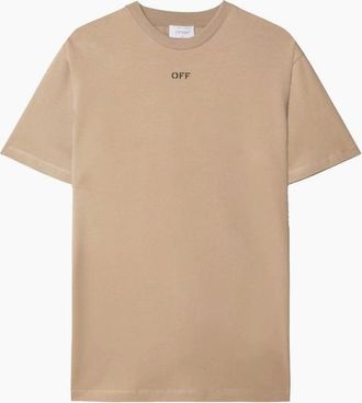 Off-white Mens Off Stitch Slim S/S Tee Beige - Cream - Size: 36