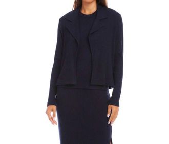 Karen Kane Risa Ribbed Jacket Cardigan In Navy