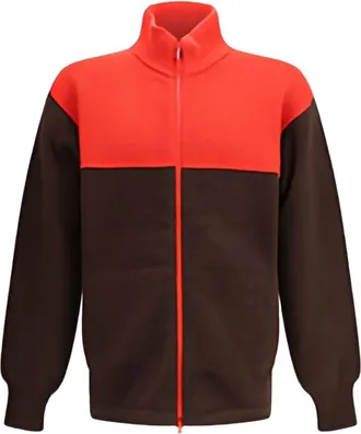 GR10K Brown Multicolor Colourblock Logo Jacket