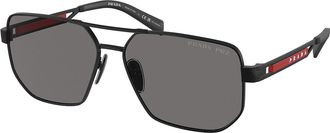 Prada Polarized Dark Grey Navigator Mens Sunglasses PS 51ZS 1BO02G 59