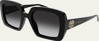Alexander McQueen Gradient Logo Square Acetate Sunglasses