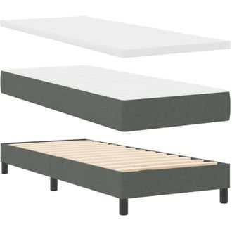 vidaXL Cama Box Spring Con Colch&oacute;n Con Colch&oacute;n Gris Oscuro 80 X 200 Cm Vidaxl
