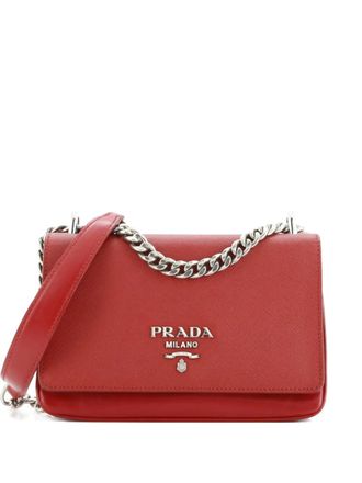Prada Chain Flap Saffiano and Soft Calf Small crossbody bag - Rood
