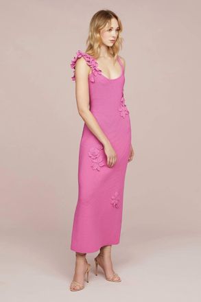 AMUR Alegra Floral Print Midi Dress In Pink Pearl