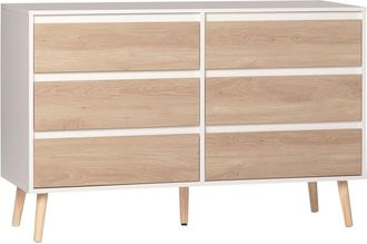 Klast Cómoda doble efecto madera blanco-natural 120x76 cm
