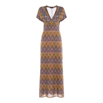Nenette Gestreept Gebreide Maxi Jurk met Dunne Bandjes - Dames - Maxi kleedjes - Veelkleurig - XS - Kleedjes