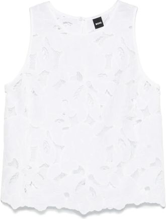 BOSS floral-embroidered blouse - White