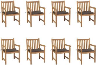 vidaXL Sillas De Jard&iacute;n 8 Uds Madera Maciza De Teca Cojines Taup&eacute; Vidaxl