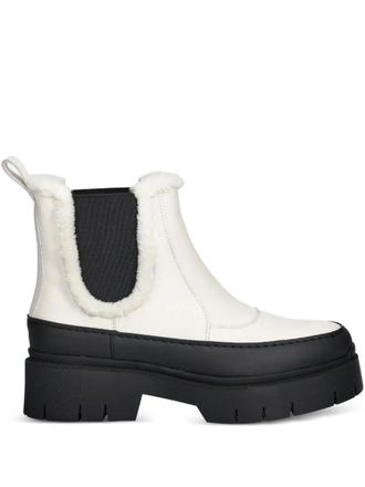 HUGO BOSS faux fur-trim Chelsea boots - White