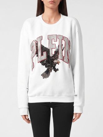 Philipp Plein Teddy Bear Print Cotton Sweatshirt with U-Shaped Back