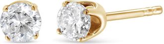 House of Brilliance 14K Yellow Gold 1/2 Cttw Round-Cut Diamond Solitaire Stud Earrings (O-P Color, SI2-I1 Clarity)