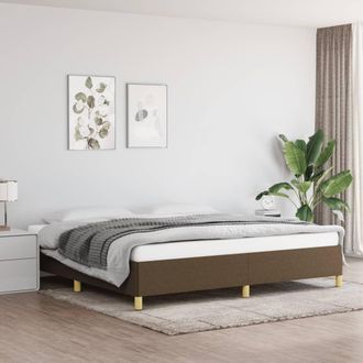 vidaXL Cama Sin Colch&oacute;n Tela Marr&oacute;n Oscuro 200x200 Cm Vidaxl