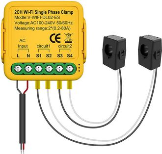 OEM Contador De Potencia Wifi - 80 A - 100-240 V Ca 50/60 Hz - Con Pinza De Medici&oacute;n - Para Uso Dom&eacute;stico - 1 Unidad