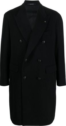 Tagliatore double-breasted tailored coat - men - Virgin Wool/Cashmere/Cupro - 56 - Black
