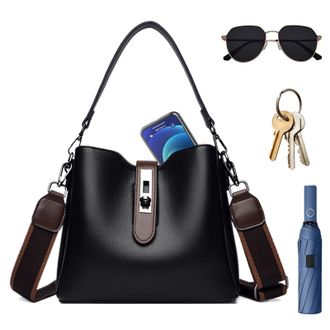 Generic Bucket Bags, Leather Trendy Bucket Bag for Women | Fashion Leather Tote Wallets with Adjustable Straps Shoulder Handbags for Wife Shopping Ladies